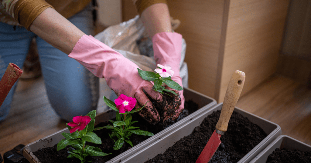 A photo of a person enjoying a hobby of gardening