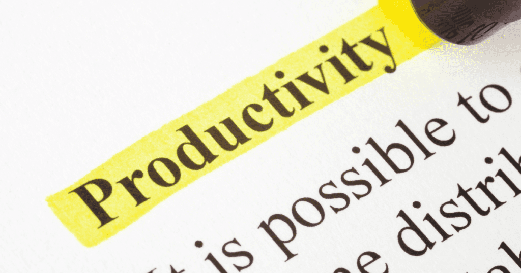 Balance work and life like a pro. Productivity tools are important to help you become more productive. This image shows the word productivity.